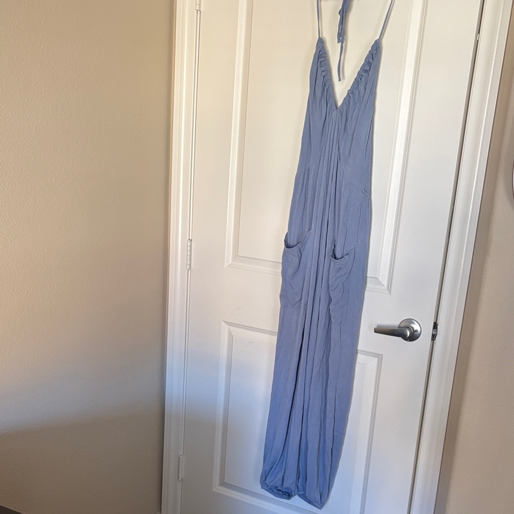 Light Blue Halter Jumpsuit